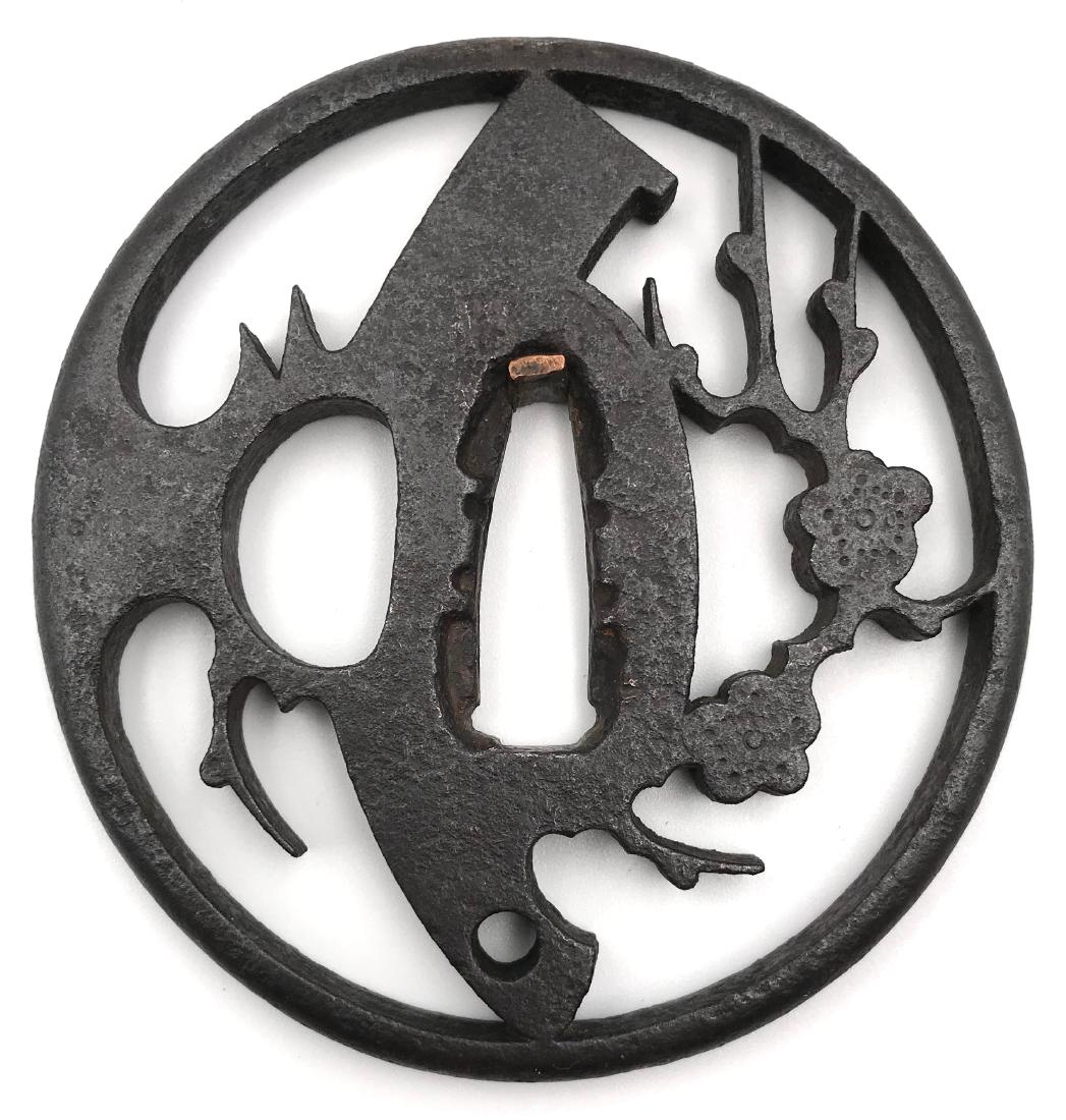 Higo School tsuba with a plum tree and a hatchet motif. (1 of 5)