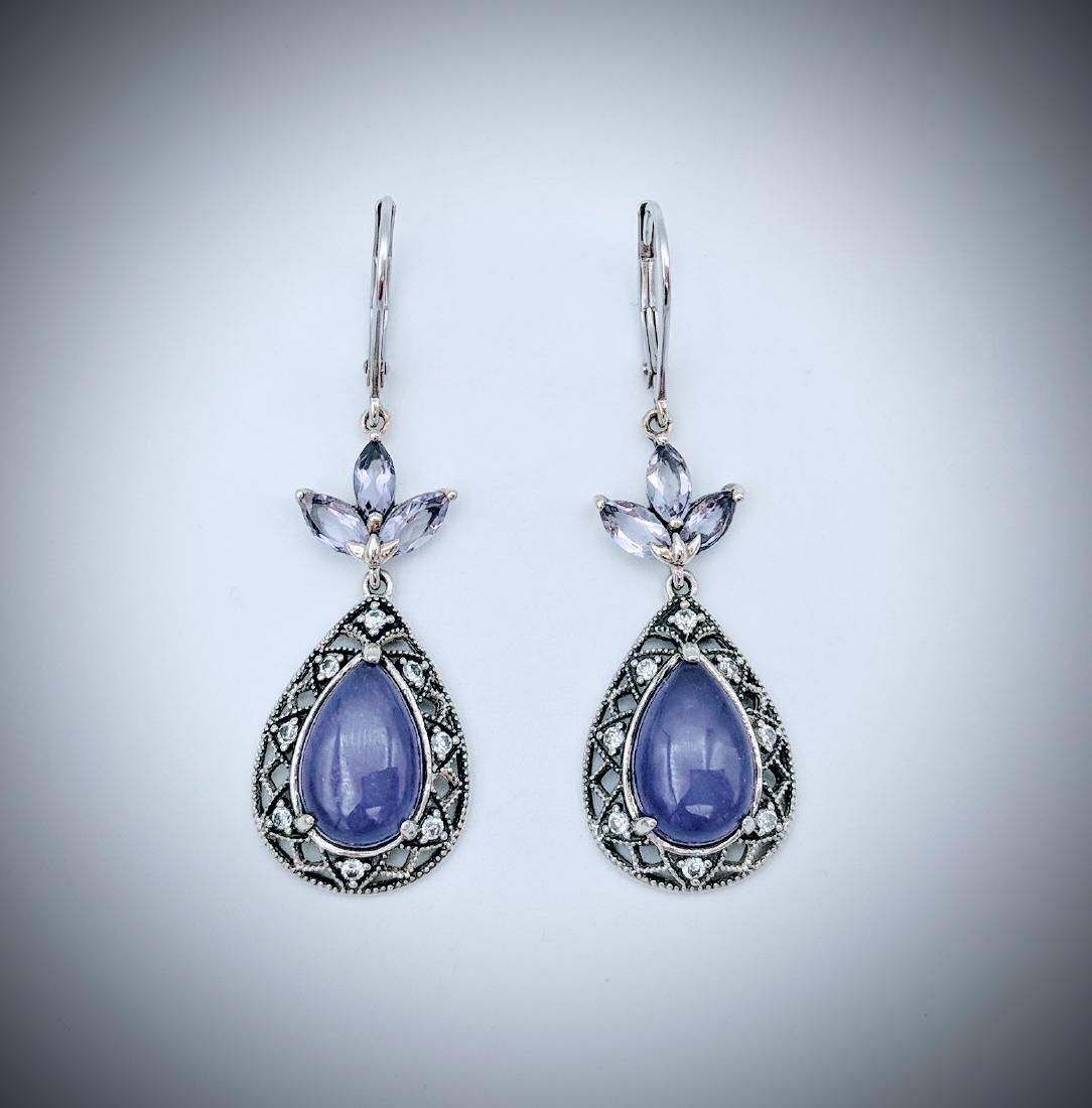 Sterling Silver Violet Jade Amethyst Earrings (1 of 3)