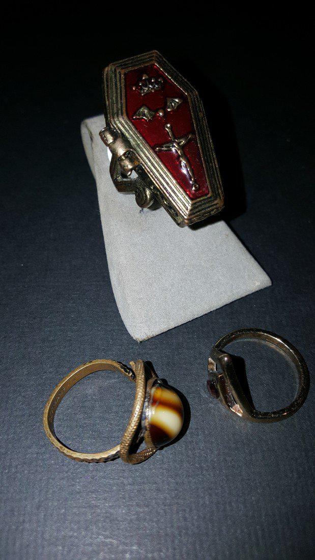 Brass Ring Lot - Alchemy Coffin Poison Ring / Antique (1 of 4)