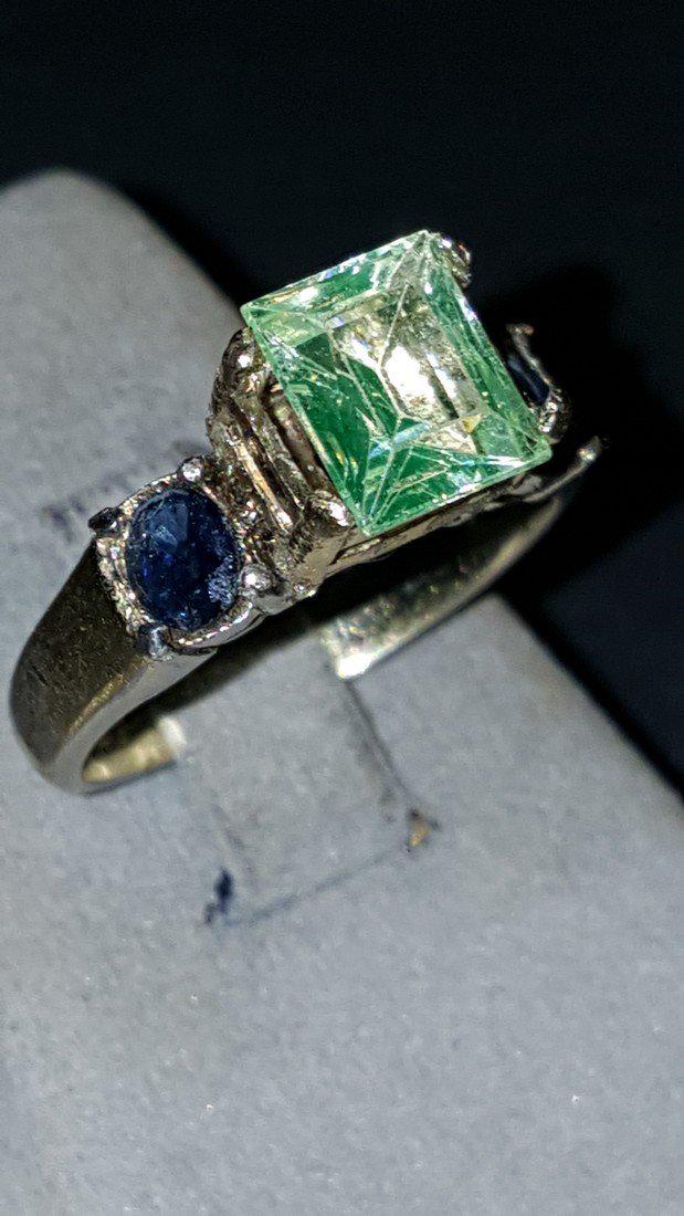 18kt Gold Ring w/ Rare Hyalite Opal Gem and Sapphire (1 of 3)