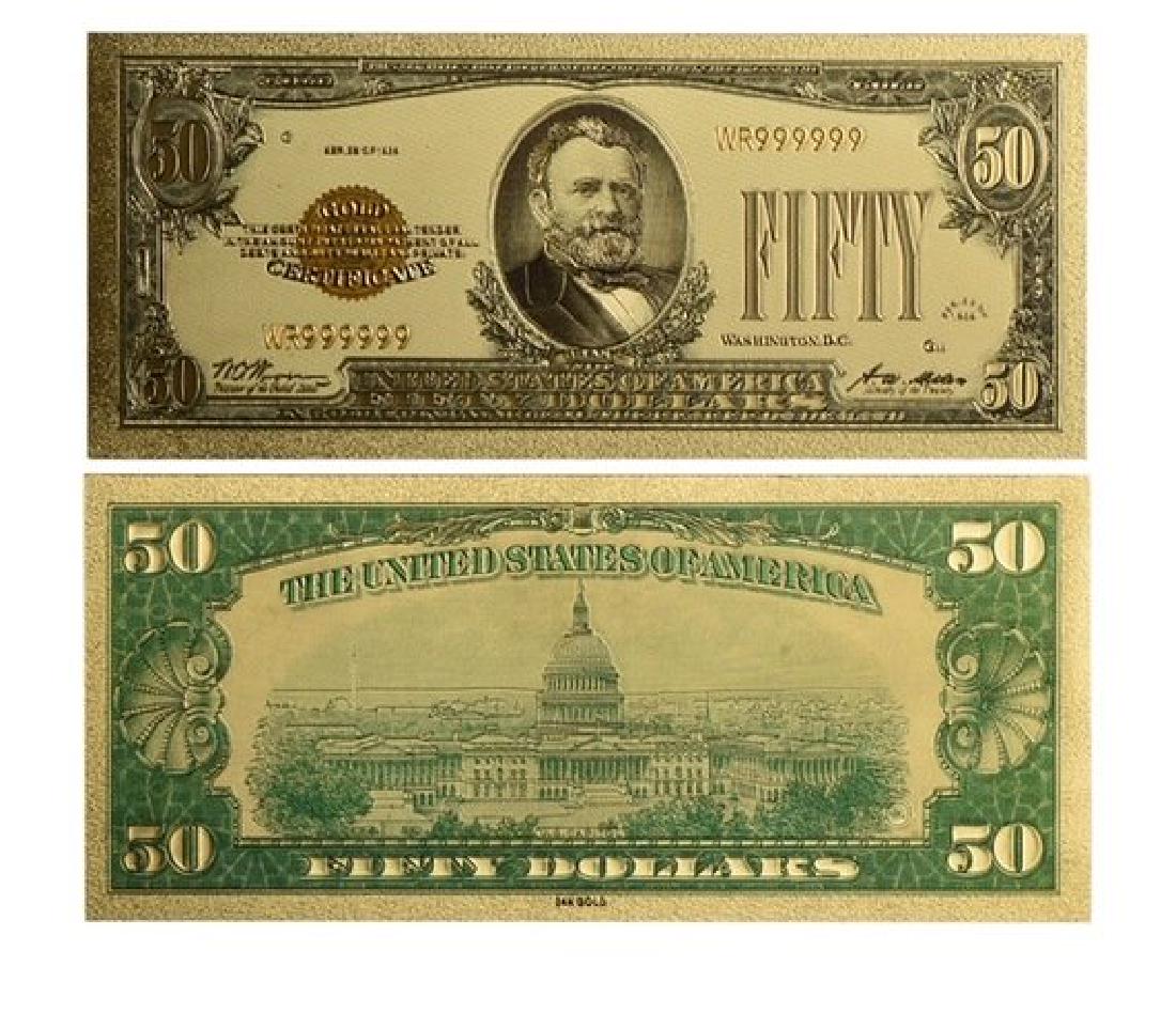 $50 in Gold Coin Fine .999 Gold Foil Dollar Certificate (1 of 4)
