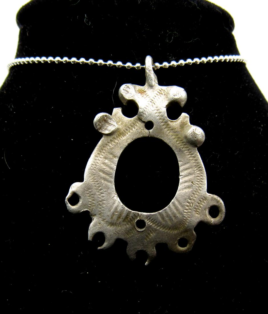 Medieval Viking Era Silver Decorated Omega Pendant (1 of 4)
