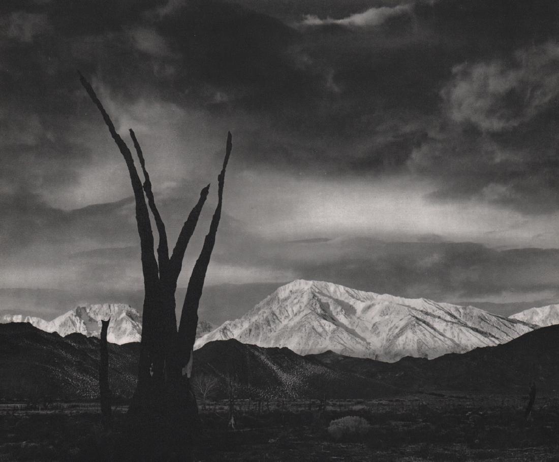 ANSEL ADAMS - Sunrise, Mount Tom, Owens Valley: Artist: ANSEL ADAMS Print Title: Sunrise, Mount Tom, Owens Valley Medium: Sheet-fed Gravure Printing Date: 1963 Printed in the USA Image Size: 9.5 x 8 inches Ansel Adams (February 20, 1902 – April 2