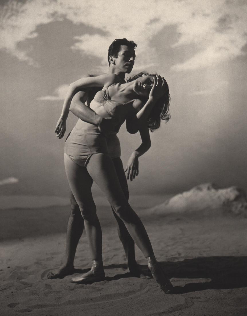 GEORGE PLATT-LYNES - Jones Beach: Artist: GEORGE PLATT-LYNES Print Title: Jones Beach, Nicholas Magallanes & Tanaquil LeClercq, NYC Ballet, 1950 Medium: Sheet-fed Gravure Printing Date: 1985 Printed in Spain Image Size: 10 X 12 inches