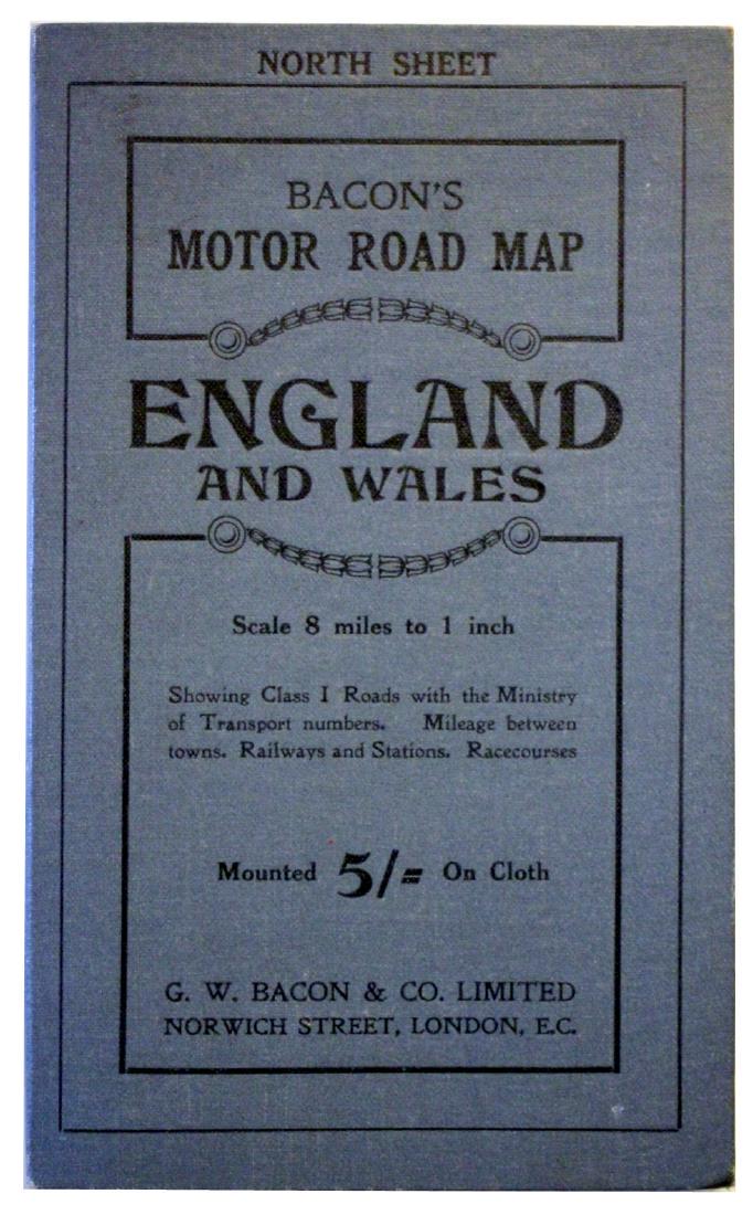 Bacons Motor Road Map: England & Wales, North. c.1920s (1 of 7)