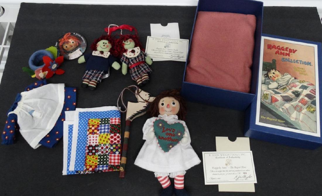 R. John Wright 04 Ufdc 55 Convention the Magical Hour: R. John Wright RAGGEDY ANN "THE MAGICAL HOUR" WITH SPECIAL FAVORS NAPKIN RINGS ++ SPECIAL DRESS WITH APRON ++ RIDING HORSE ++ BLANKET ++ PIN ++ SMALL DOLLS NO PICTURES OF THE EXTRAS AS PART OF THE CEN