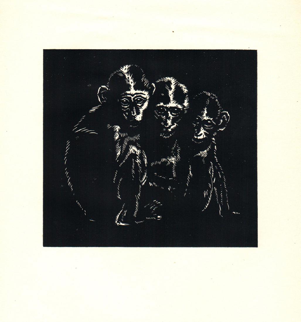 Gerhard H. Bakker, Conspirators: Conspirators by Gerhard H. Bakker, 1939 Unsigned Woodblock. Paper size is 9.25 x 9 inches, with an image size of 5 x 5.5 inches. The Woodblock is from an unknown edition size. and is not framed. The c