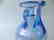 Venetian iridescent blue glass wine jug on foot, - 3