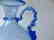 Venetian iridescent blue glass wine jug on foot, - 4