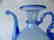 Venetian iridescent blue glass wine jug on foot, - 8