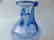 Venetian iridescent blue glass wine jug on foot, - 9