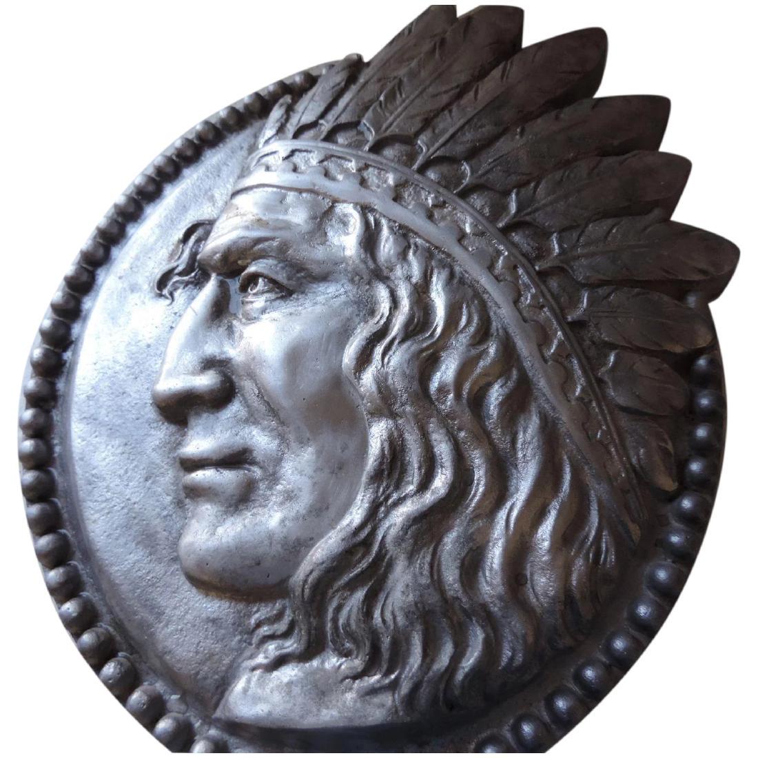 Cast Aluminum American Indian Brave Profile Plaque (1 of 8)