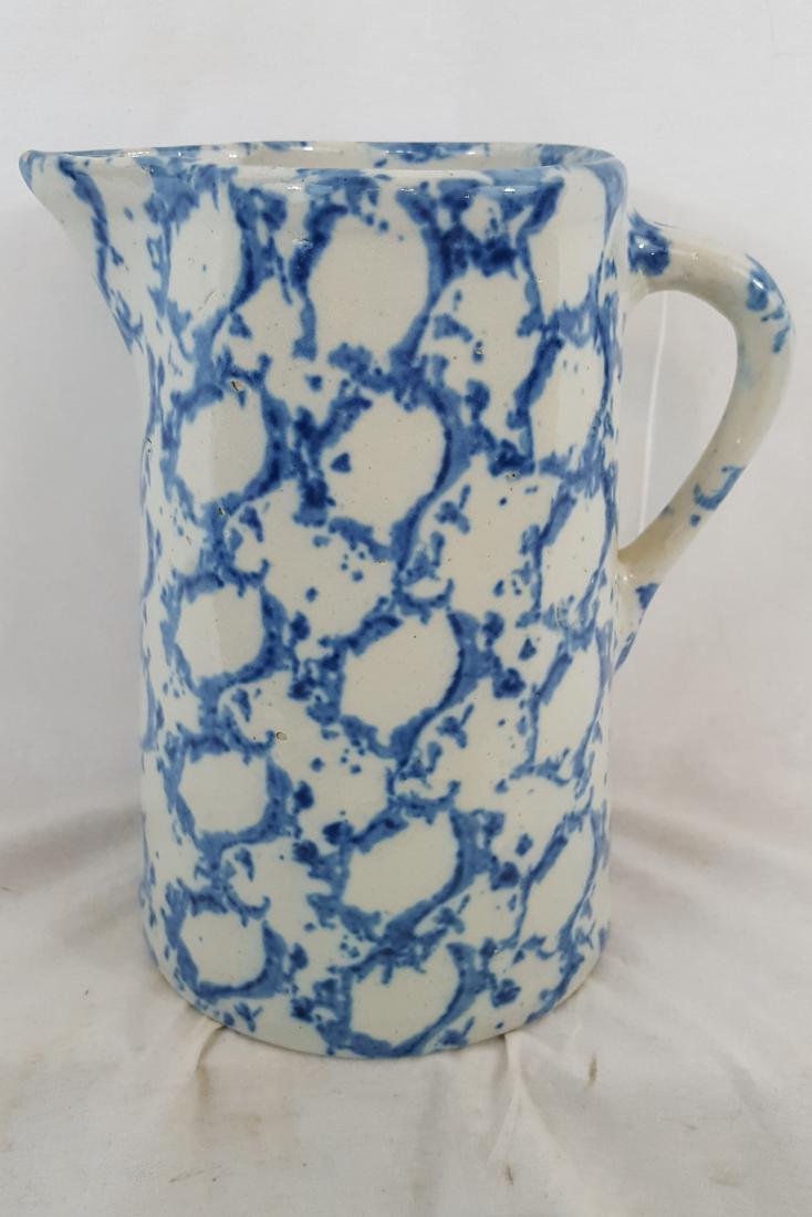 Blue Spongeware Pitcher ca 1890. (1 of 3)