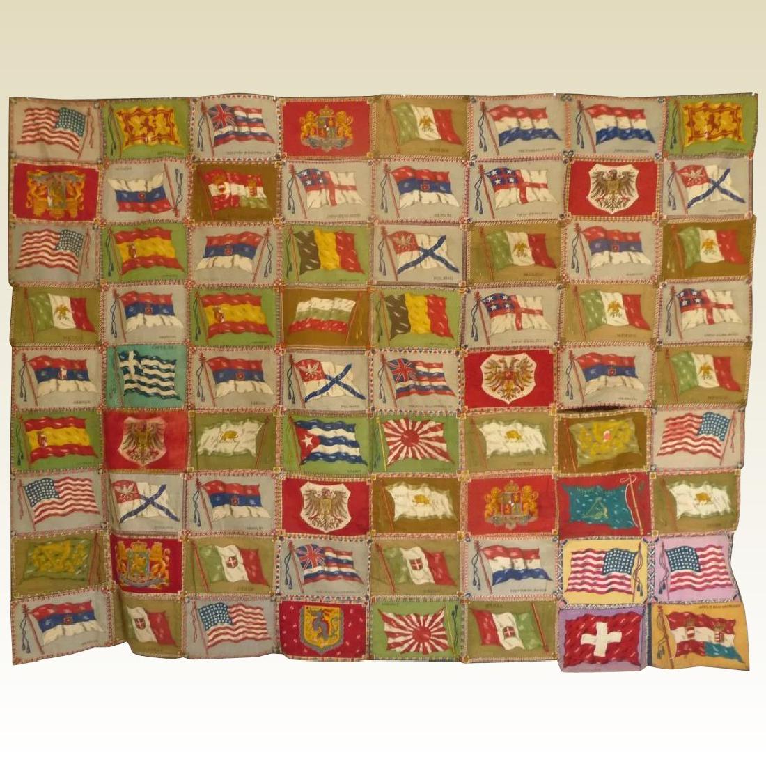 Cigar Flag Quilt Top 1915..nice collection of 72 flags (1 of 7)