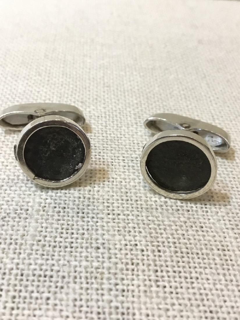 Sterling silver cuff links with Roman copper coins. (1 of 4)