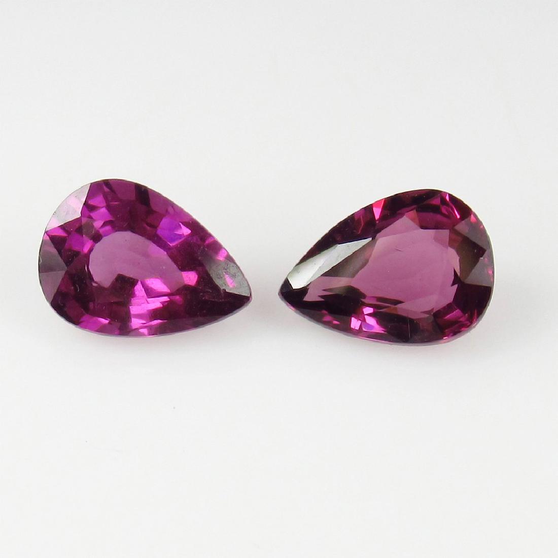 2.94 Ct Genuine Loose Rhodolite Garnet Pear Pair (1 of 2)