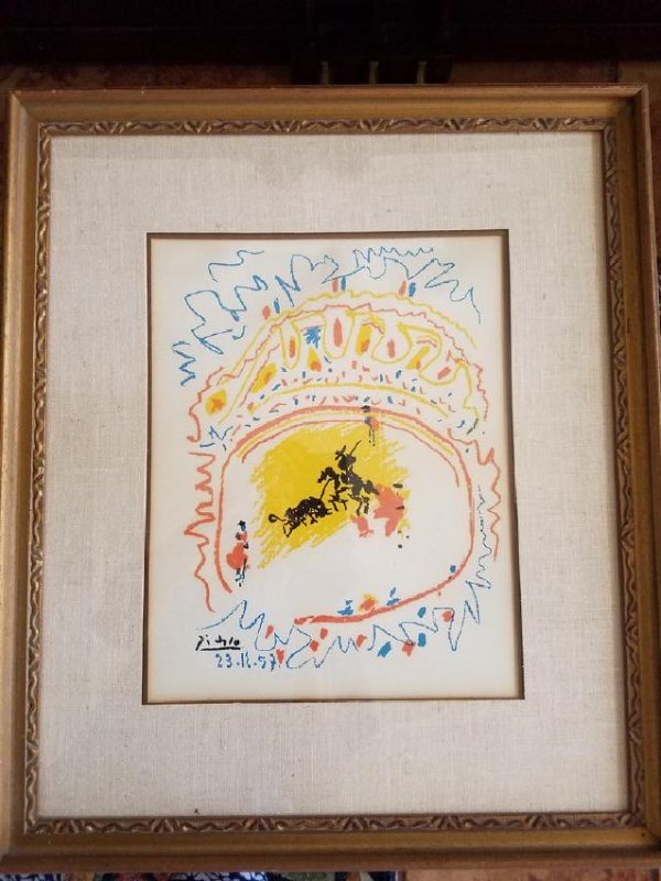 Pablo Picasso Lithograph "La Petit Corrida" Framed 1957 (1 of 5)