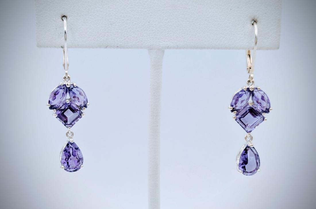 Sterling Silver Dangly Amethyst Earrings (1 of 3)