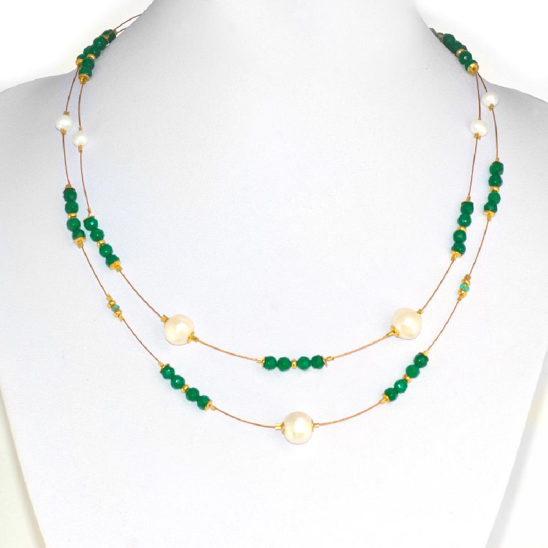 Waterfall' Necklace with Emeralds, Jadeite Jade, Pearls (1 of 6)