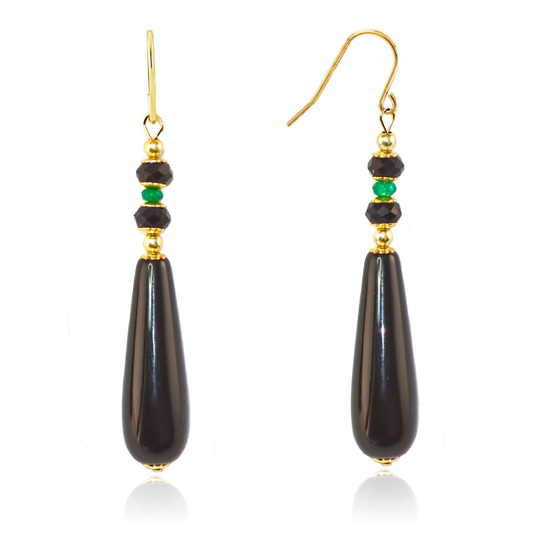 Art Nouveau Style Earrings with Black Onyx and Precious (1 of 3)