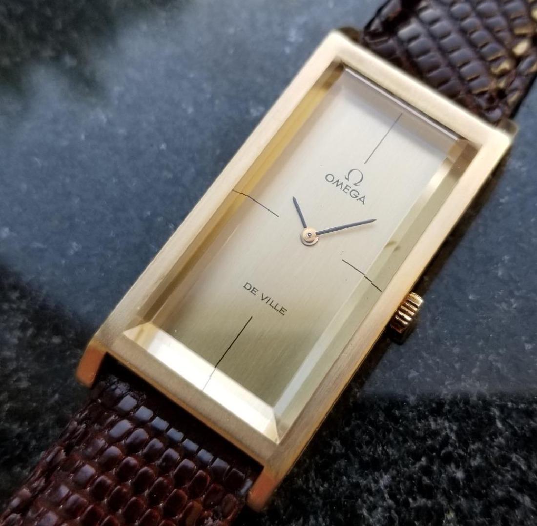 Omega Deville Rare 1970s Grima Swiss 21x45mm Manual: Vintage Unique Omega Deville Original and Stunning 1970s Gold Capped Manual Wind watch, Andrew Grima Design with thick sapphire crystal on dark chocolate brown genuine lizard strap in excellent condit