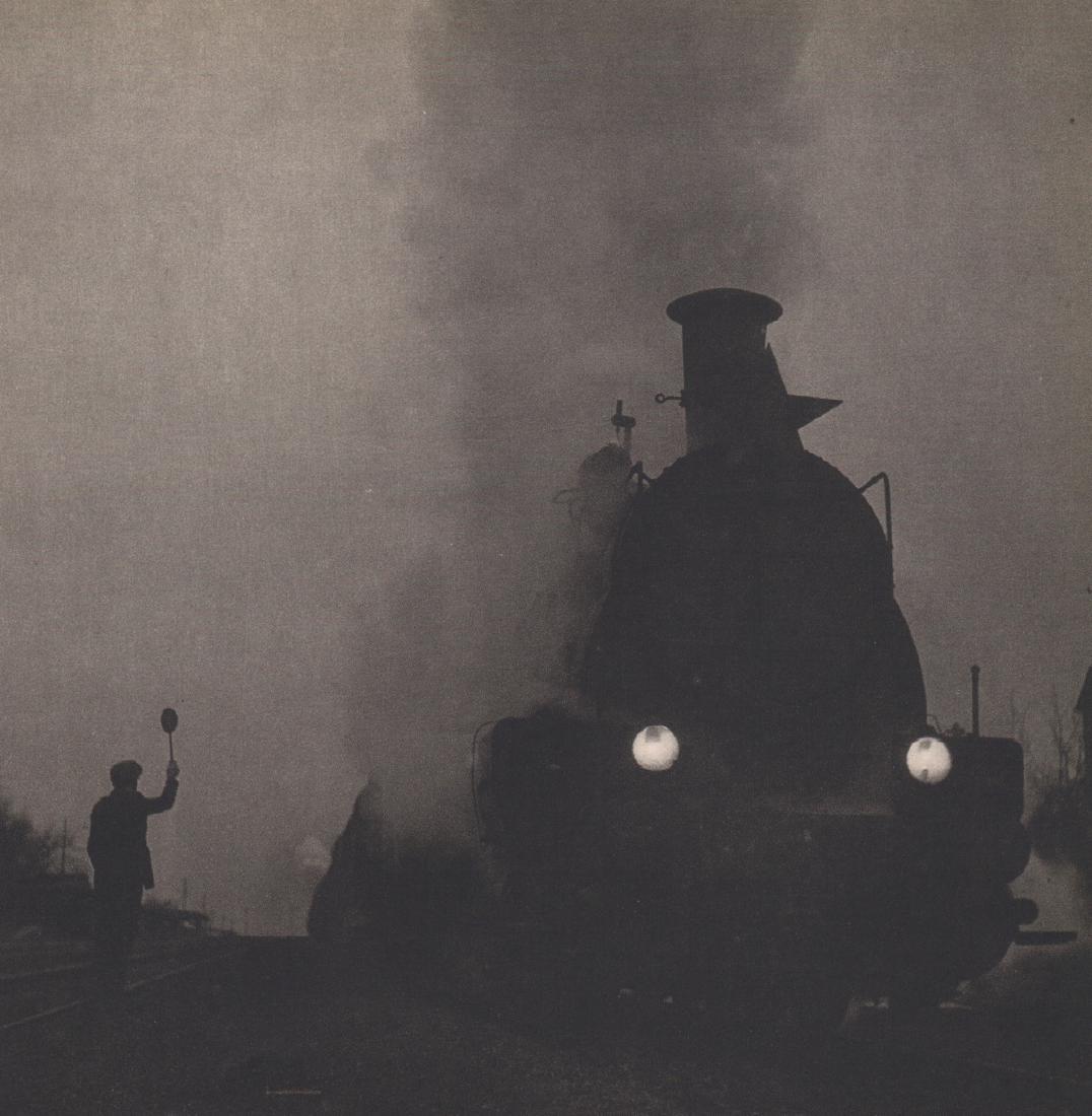 KAREL OTTO HRUBY - Early Morning Train: Artist: KAREL OTTO HRUBY Print Title: Early Morning Train Medium: Sheet-fed Gravure Printing Date: 1959 Printed in Prague Image Size: 9 x 9 inches Karel Otto Hrubý (1916-1998) was a Czech photographe