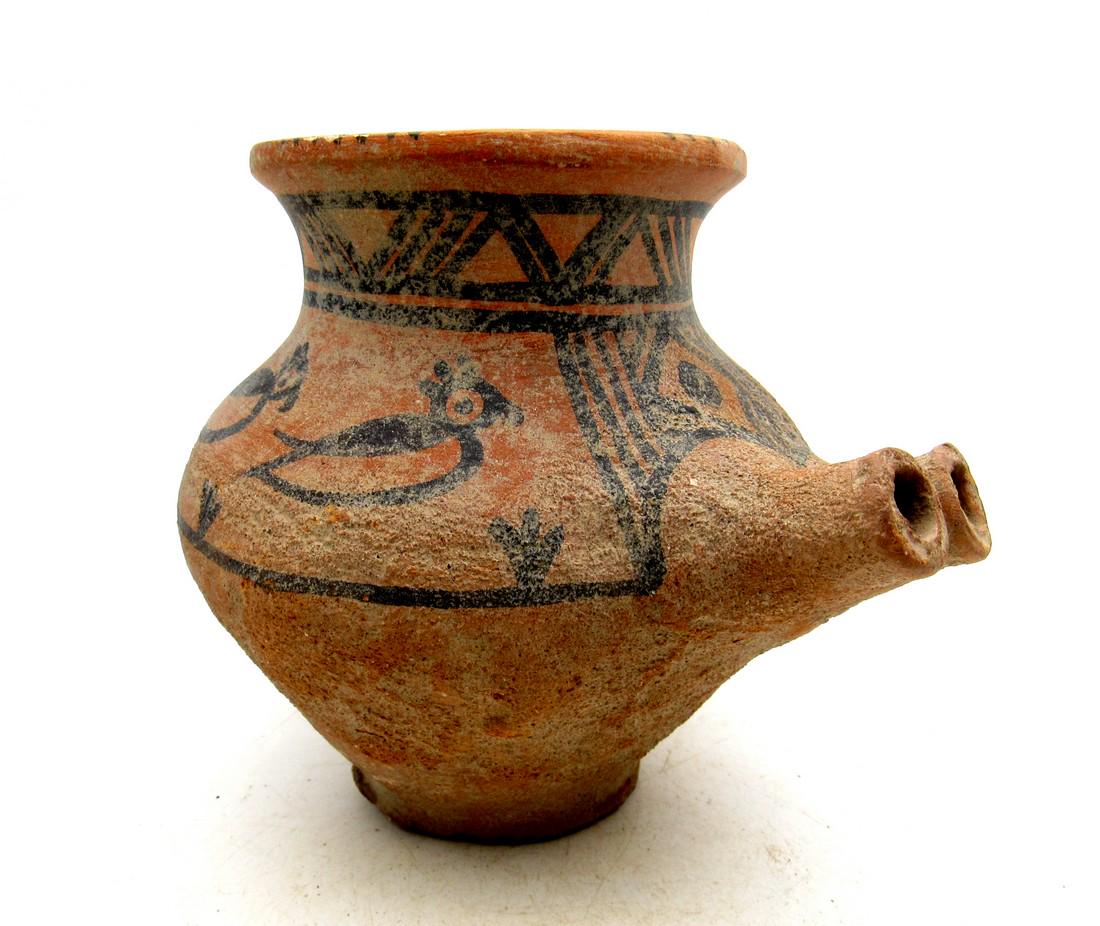 Ancient Indus Valley Terracotta Jar with Bird & Spouts (1 of 4)