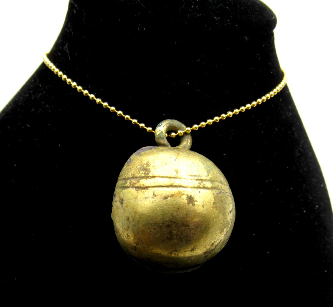 Medieval Gilded Bronze Crotal Bell Pendant (1 of 2)