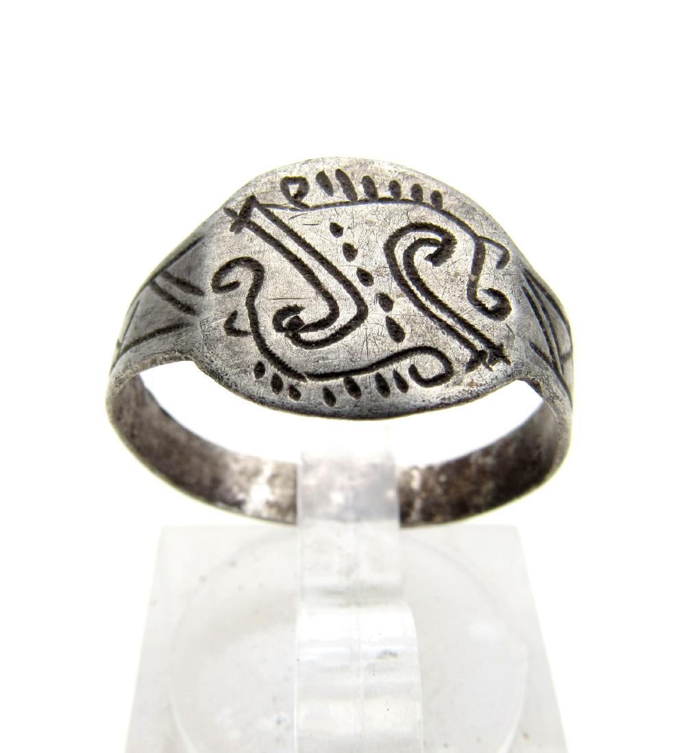 Medieval Viking Era Silver Ring with Runic Symbols (1 of 3)