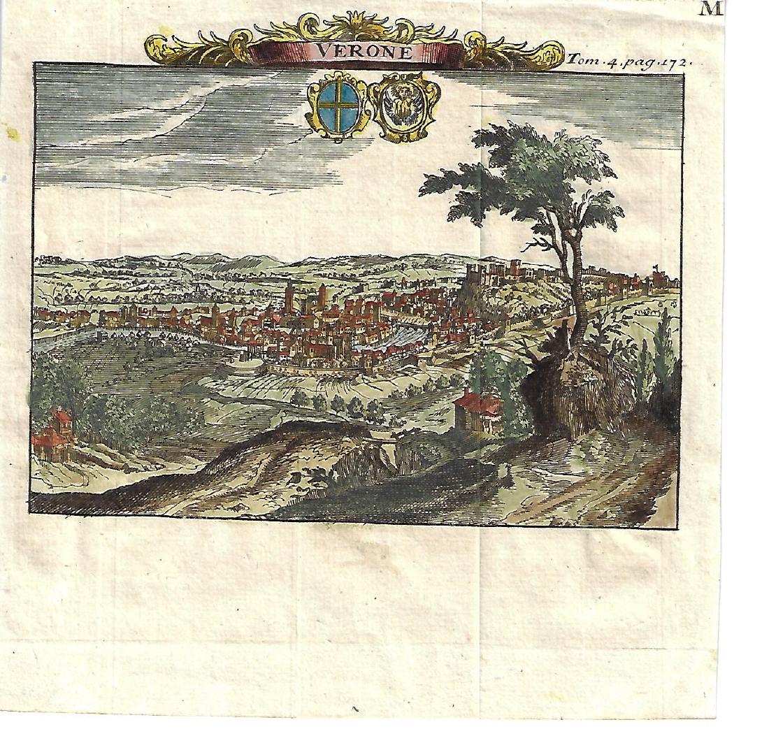 17th C Handcolored Engraving Verona (1 of 1)