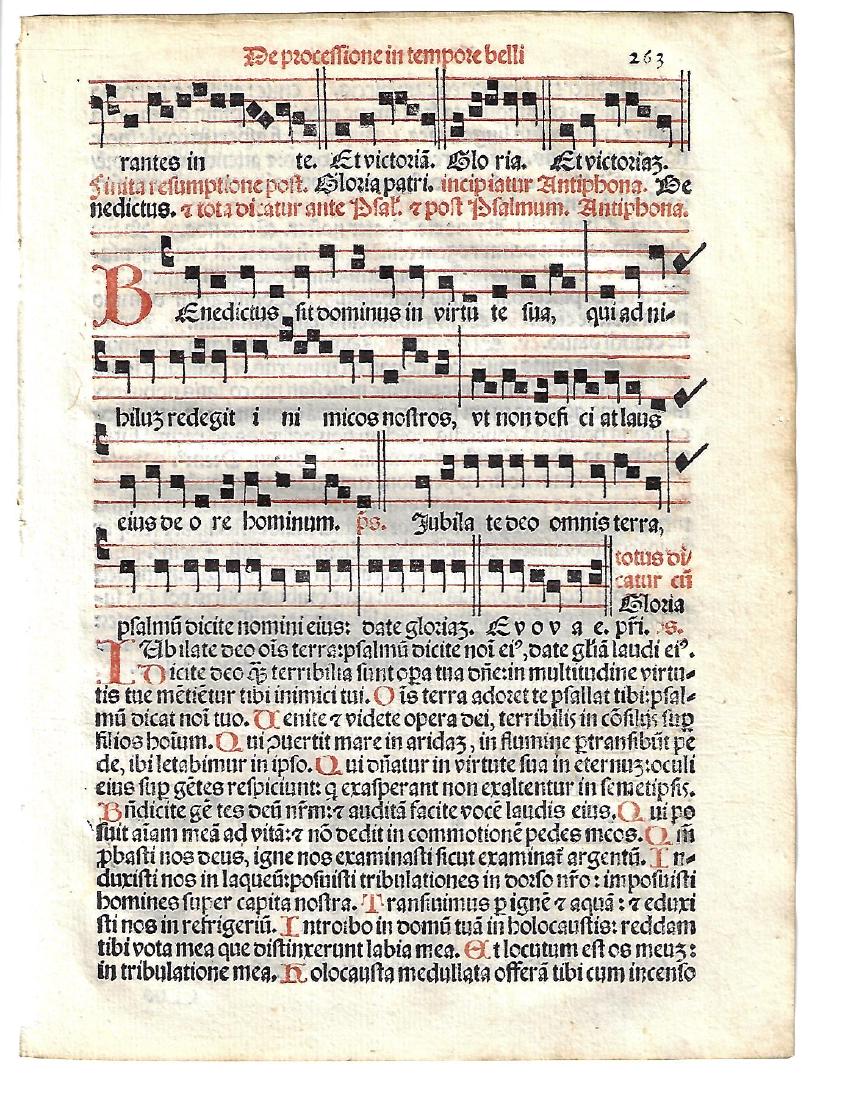 1567 Catholic Hymnal Leaf in Red and Black (1 of 2)