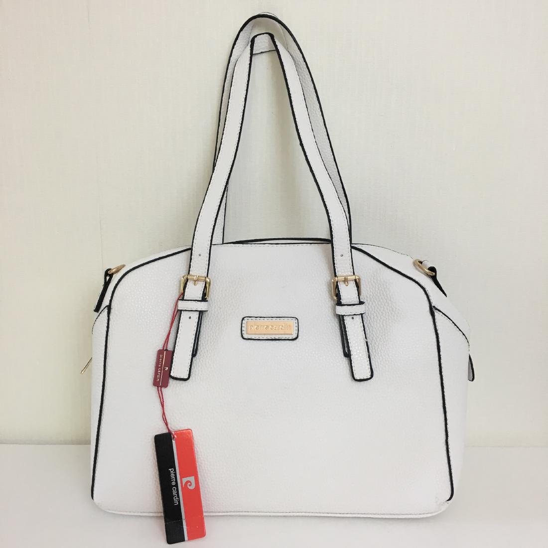 Pierre Cardin White Eco Leather Shoulder Bag: Item: Pierre Cardin White Eco Leather Shoulder Bag Date/Period: Modern Materials: Faux Leather Size: 33*27*16 cm "Shoulder bag, synthetic material, 2 handles - zip fastening, detachable shoulder strap