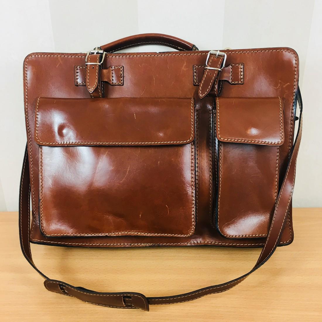 Vintage 1950s Genuine Leather Briefcase Bag Germany (1 of 8)