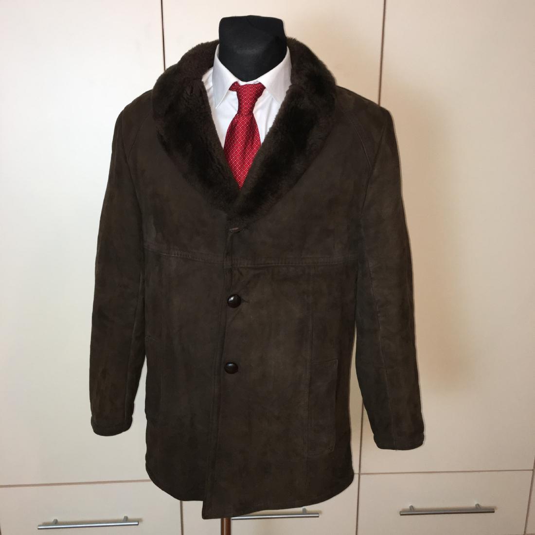 Men‘s 100% Real Suede Sheepskin Coat Flying Jacket Size (1 of 5)
