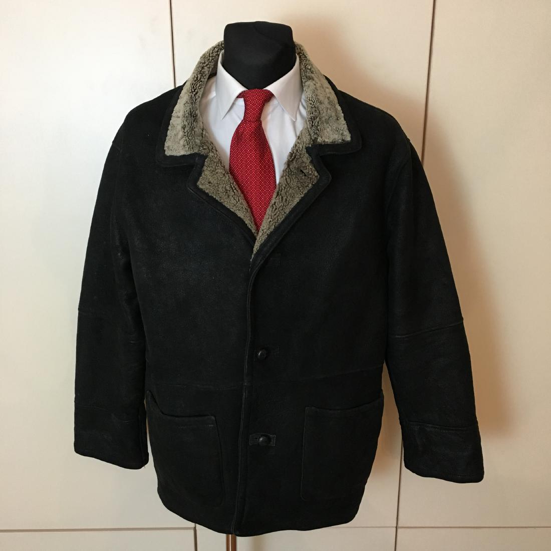 Men‘s 100% Real Sheepskin Leather Coat Jacket Size 40 (1 of 6)