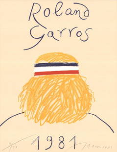 Eduardo Arroyo - Roland Garros - 1981 - SIGNED: Artist: Arroyo, Eduardo Title: Eduardo Arroyo - Roland Garros - 1981 - SIGNED Printing Date: 1981 Medium: Offset Lithograph Size: 29.5 x 22.5 inches "Roland Garros" by Eduardo Arroyo, 1981 Signed Offs