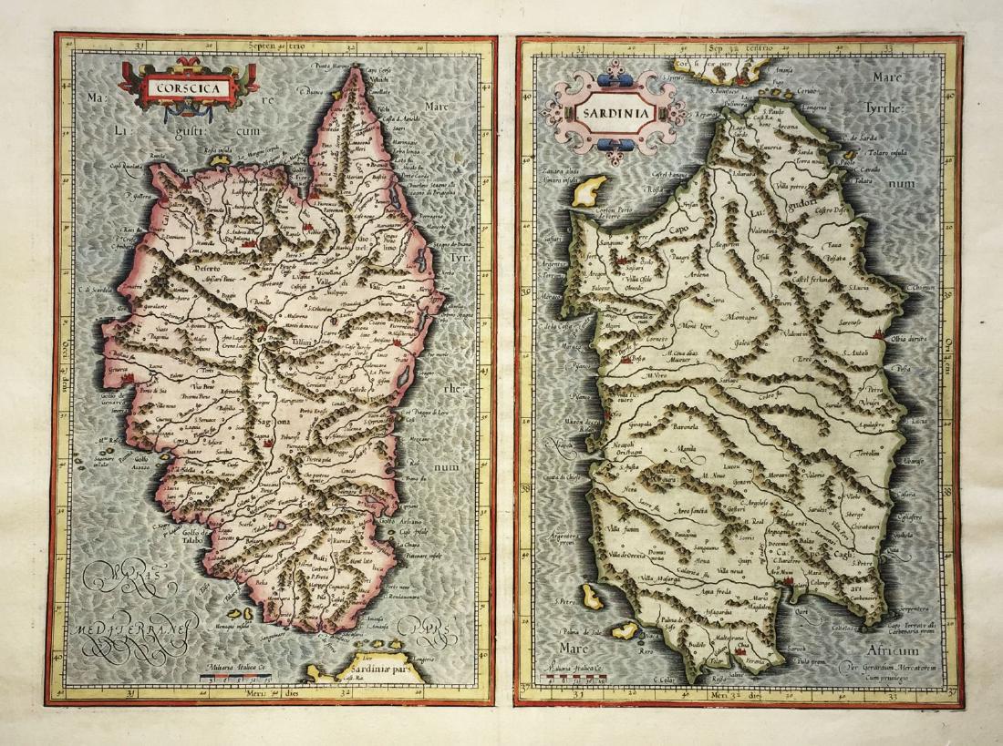 Mercator/Hondius: Corsica and Sardinia (1 of 1)