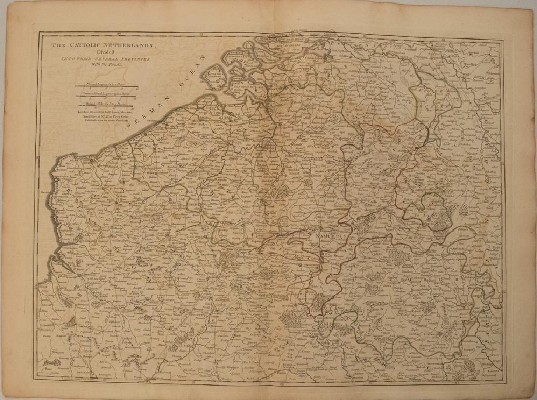 1787 Sayer Map of Belgium and Northern France -- Robert: Title/Content of Map: 1787 Sayer Map of Belgium and Northern France -- Robert Sayer: The Catholic Netherlands, Divided into their Several Provinces with the Roads Date: 1787, London Cartographer: R Sa