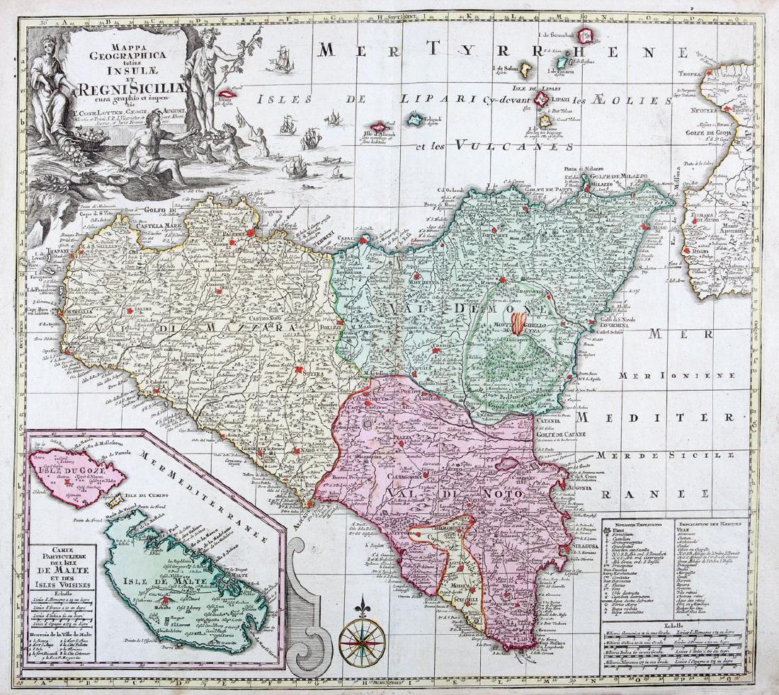 Lotter: Grand Sicily Map with Malta Inset (1 of 1)