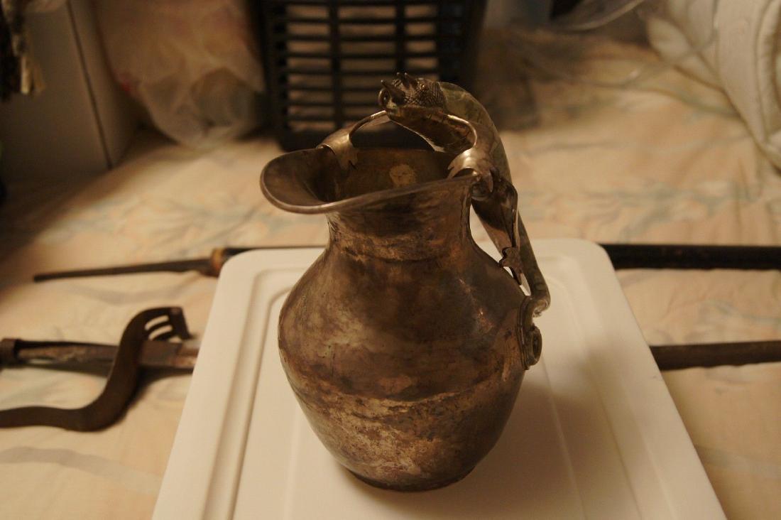 Los Castillo Hammered Silverplate Pitcher Lizard Green (1 of 6)