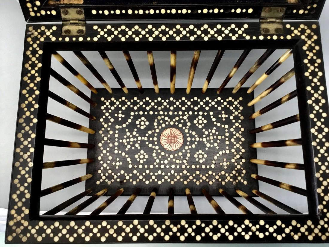 Very unusual Anglo-Indian Porcupine Quill Basket Email (1 of 5)