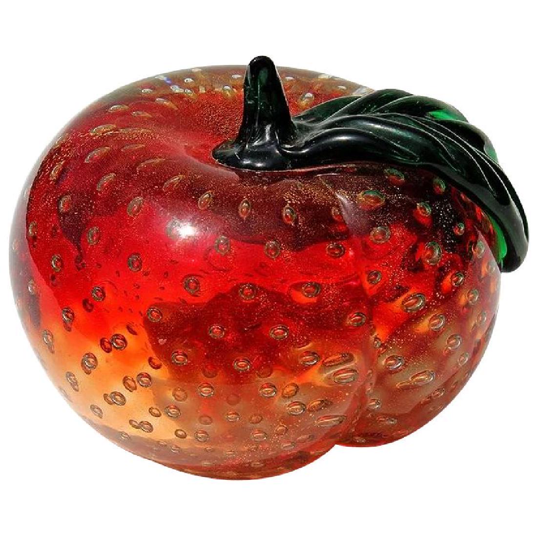 Large Vintage Venetian Murano Glass Peach (1 of 3)