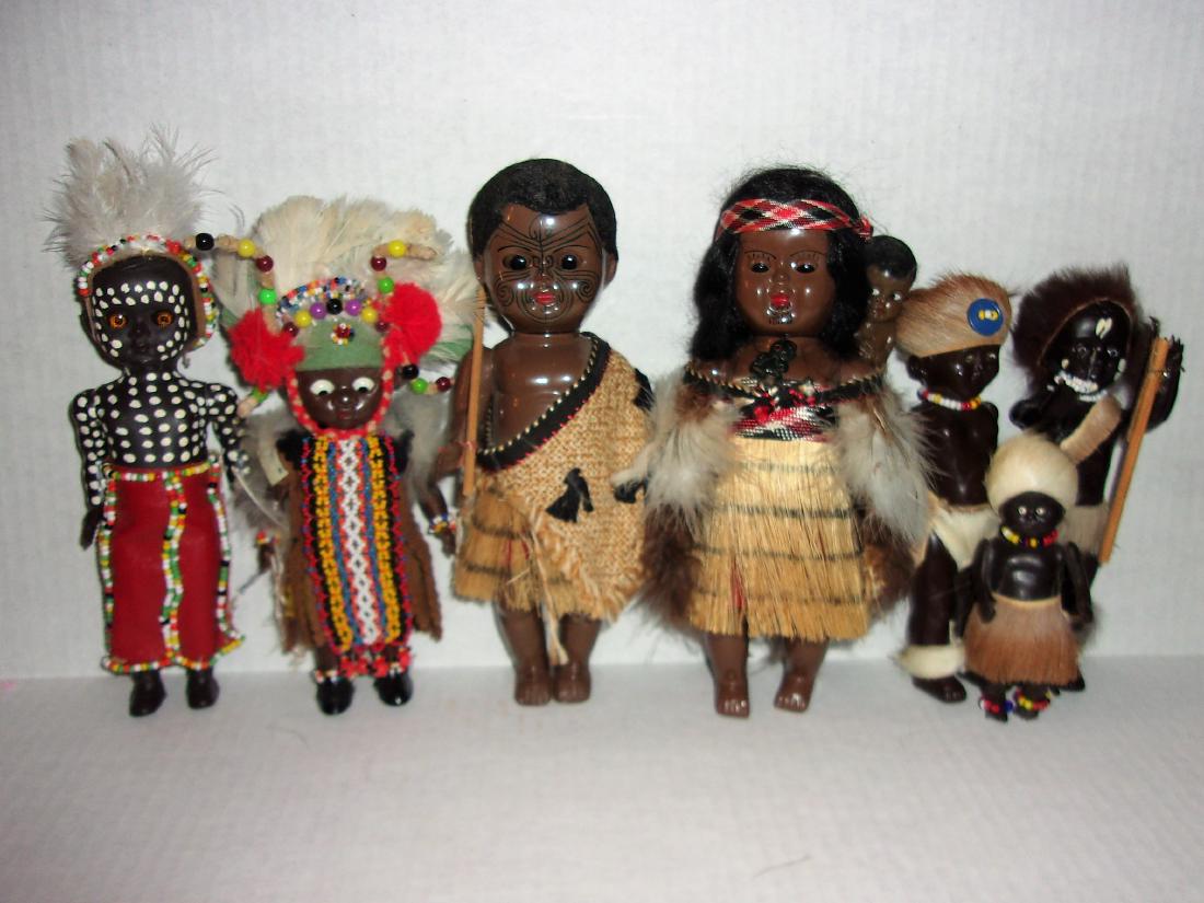 6 Vintage 1950s/1960s Hard Plastic Tribal Dolls: Title: 6 Vintage 1950s/1960s Hard Plastic Tribal Dolls Maker: Origin: Date/Period: 1950s/1960s Materials: Hard Plastic Size: 4-8" Please note that this lot has a confidential reserve. When you leave a