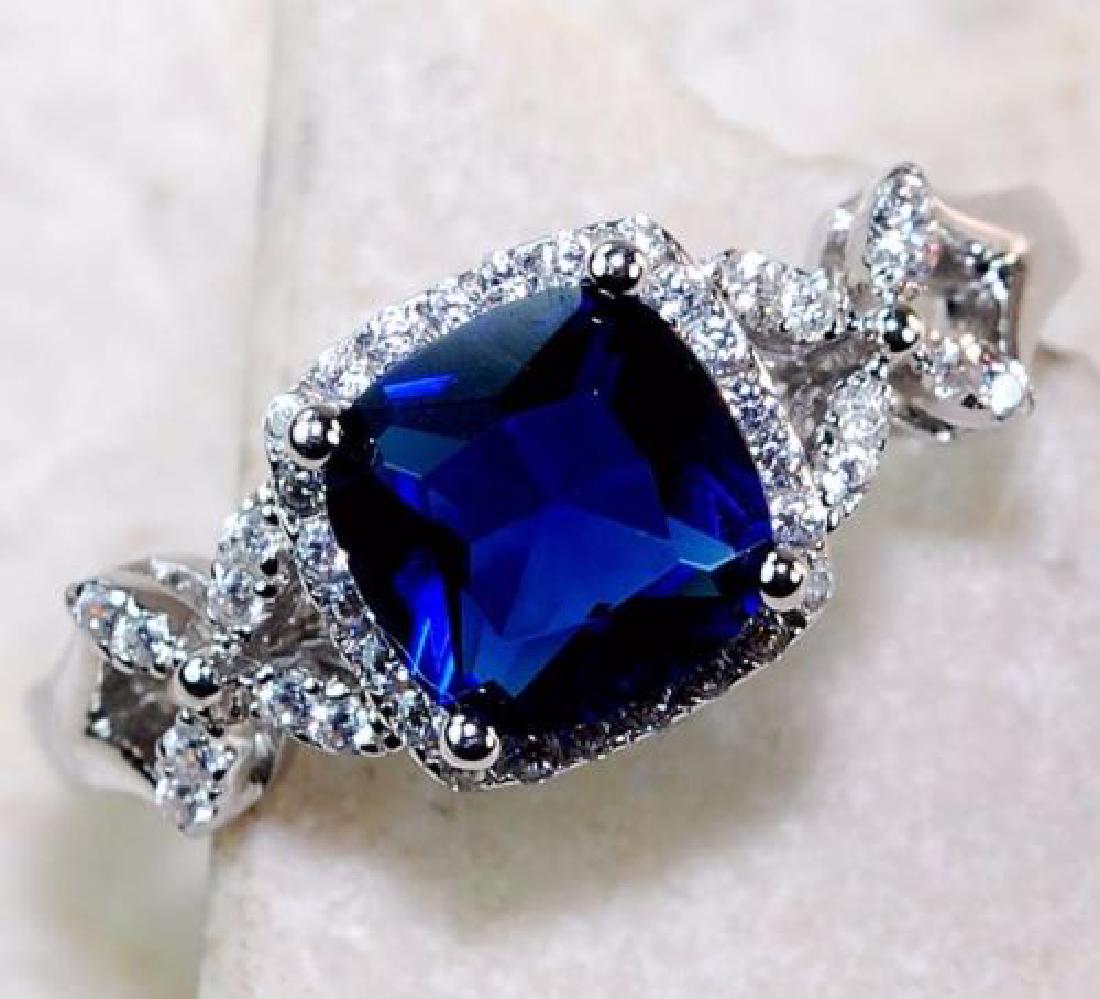 1CT Blue Sapphire & Topaz 925 Solid Sterling Silver (1 of 2)