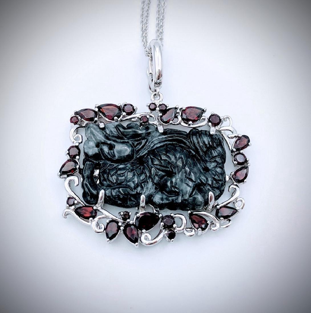 Sterling Silver Double Chained Necklace and Dragon (1 of 3)