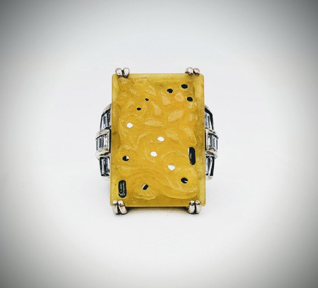 Sterling Silver Engraved Yellow Jade Citrine Ring (1 of 3)