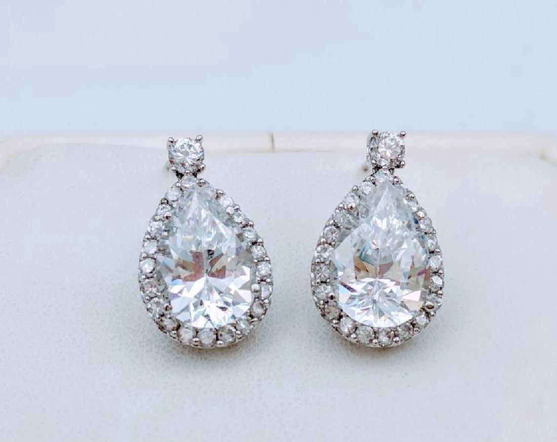 Sterling Silver Dangling Cubic Zirconia Earrings (1 of 3)