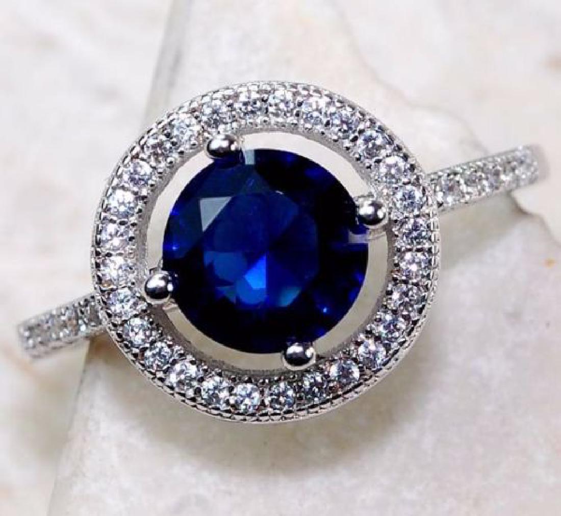 2CT Blue Sapphire & Topaz 925 Solid Sterling Silver (1 of 2)