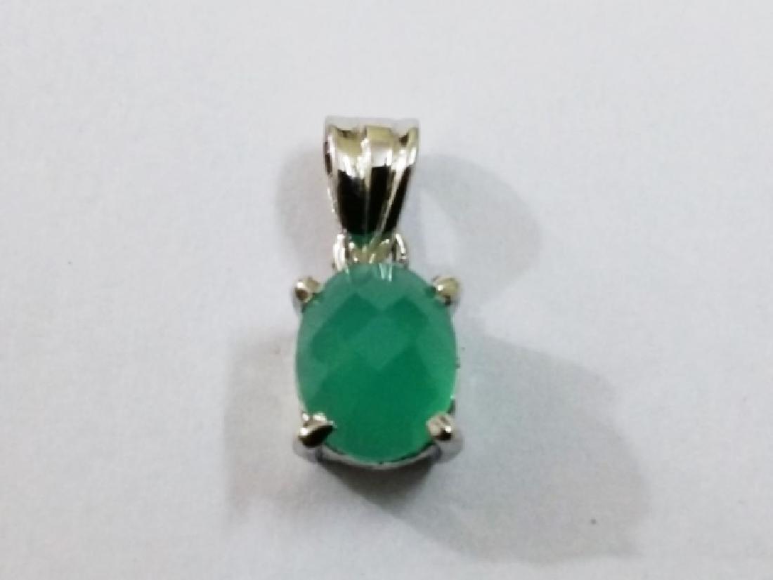 925 Sterling Silver Pendant with Natural Green Onyx (1 of 4)