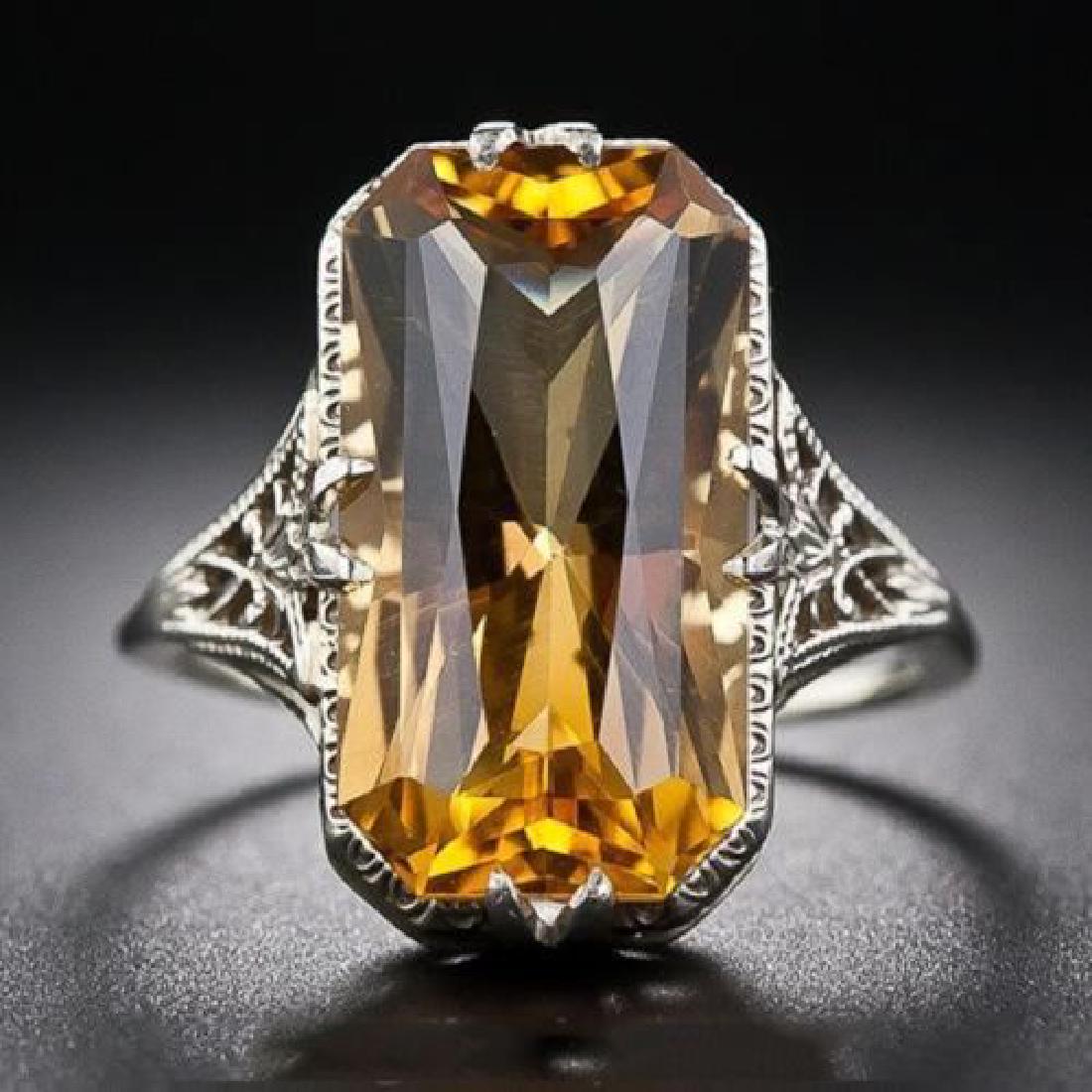925 Sliver Citrine Natural Jewelry Ring Size 8 (1 of 3)